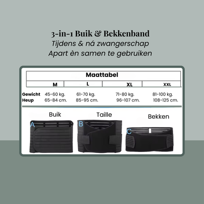 3-in-1 Buikband-directe steun tijdens & na zwangerschap